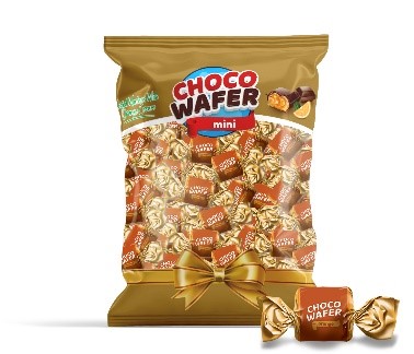 Choco Wafer Compound Coated Orange Flavored Cream Filled Wafer Bag